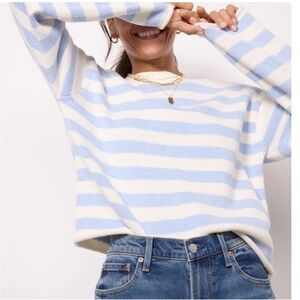 Velvet by Graham and Spencer | Striped Crewneck Rolled Sleeve Boxy Fit Sweater